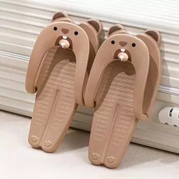 Милые портативные складные шлепанцы-вьетнамки, гостиничные тапочки для путешествий, уличные, для дома и улицы, нескользящие, мужские и женские, парная обувь 36/37 хаки