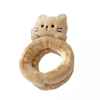 Милые повязки на голову из кораллового флиса, эластичные, мультяшные, с котиком, для макияжа, умывания лица, аксессуары для волос, мягкие, не оставляющие следов, головные уборы для спа-процедур для лица