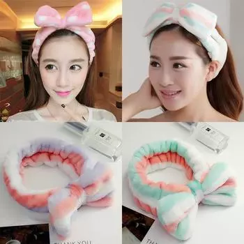 Милые повязки на голову из кораллового флиса с мягким бантом для женщин и девочек, модные банные повязки для волос, повязки для волос, головные уборы, аксессуары для волос