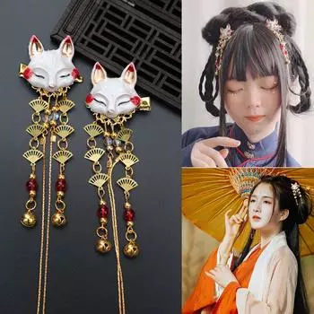 Милые повседневные косплей Hanfu с кисточками, ручная работа, заколка для волос с кроликом, аксессуары для волос, заколка для волос A