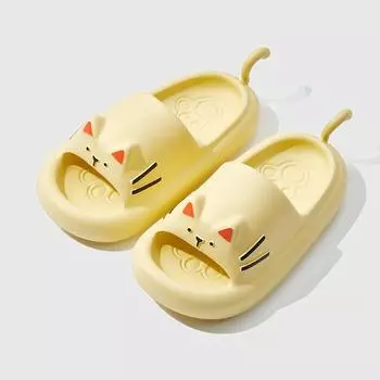 Милые повседневные тапочки с рисунком для женщин, летняя верхняя одежда 2024 года, новый тип, однорядная толстая подошва, прочные домашние нескользящие тапочки 35-36 чёрный