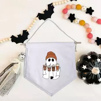 Милые привидения пьют Хэллоуин настенный декор осенний жуткий декор льняной вымпел флаг осень подарок на Хэллоуин