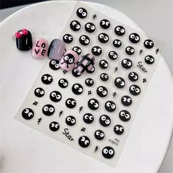 Милые простые угольные шарики наклейки для ногтей для женщин и девочек Kawaii наклейки для украшения ногтей мультфильм универсальные наклейки для маникюра подарки