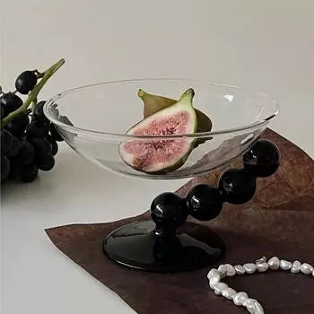 Милые прозрачные стеклянные десертные миски для десерта, мороженого, фруктового салата, закуски, коктейля, приправы, бисквита, рождественской праздничной вечеринки 101-200ml чёрный