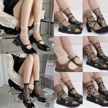 Милые прозрачные тонкие носки, сексуальные ажурные носки, новые женские кружевные носки, женские носки