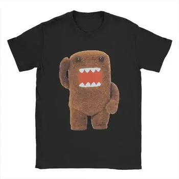 Милые пушистые мужские футболки Domo Kun, потрясающие футболки с коротким рукавом и круглым вырезом, 100% хлопок, уникальная одежда S чёрный