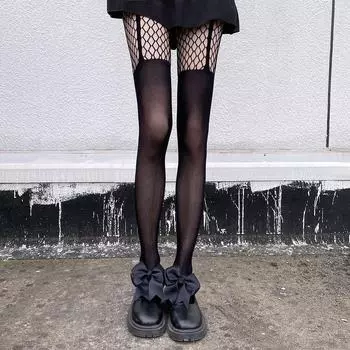 Милые японские чулки-сеточки с защитой от защемления - JK Suspenders, дизайн Hollow Net One size simple package (white card + OPP)