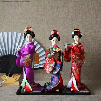 Милые японские фигурки гейш, куклы с красивым кимоно, домашний декор для рабочего стола, миниатюры, коллекция украшений гейш, подарок 1 Pcs