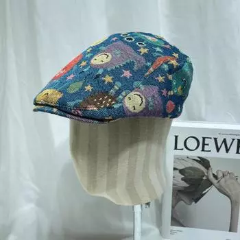 Милые японские граффити ретро шляпы вперед для женщин весна и лето путешествия универсальные индивидуальные детские береты художника 56-58cm кофейный