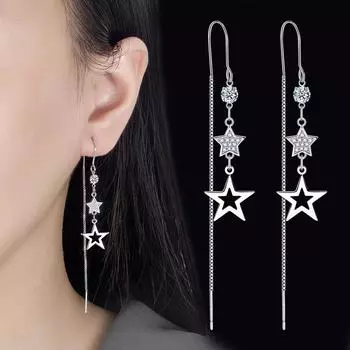Милые яркие звездочки цирконовые серьги-крючки женские индивидуальные пентаграммы кисточки анти-потеряшки Earline литературные серьги