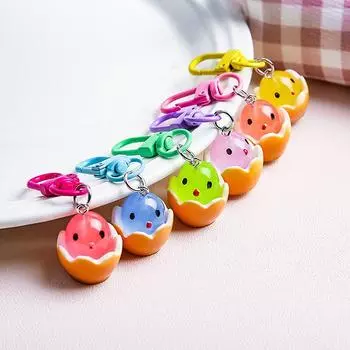 Милые разноцветные миниатюрные светящиеся 3D подвески из смолы в виде курицы в яичной скорлупе для женщин и девочек, креативные аксессуары для украшения сумок зелёный