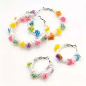 Милые разноцветные серьги-кольца с шерстяной нитью для девочек Y2K, модные серьги ручной работы из нержавеющей стали 316L, подарок подруге, ювелирные изделия