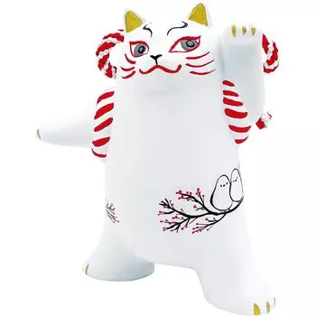 Милые разные товары Зимняя птица Полосатый Длиннохвостый x Украшение для кошки 9 x 11 см Японские разные товары Японский подарок Консьерж Товары для кошек Сделано в белом цвете белый