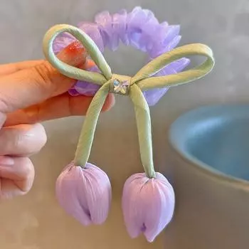 Милые резинки для волос с бантиками в виде тюльпанов для девочек, детские аксессуары для волос принцессы, детские эластичные резинки для волос, детские головные уборы