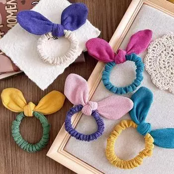 Милые резинки для волос с ушками кролика, детские резинки для волос, аксессуары, резинки для волос, веревочные головные уборы one size розы красного