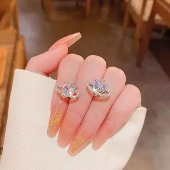 Милые романтические блестящие серьги-кресты для женщин, гвоздики в форме сердца и планеты 1Pair