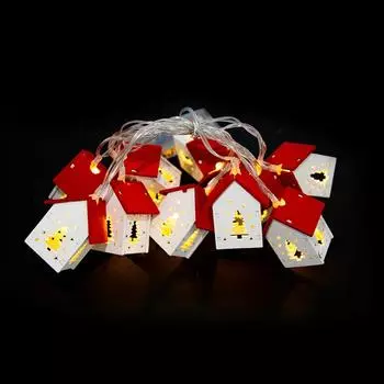 Милые рождественские гирлянды в форме деревянного домика, светодиодные гирлянды в виде деревянного домика, подвесные светильники для рождественской елки для дома на Рождество 2024 г.