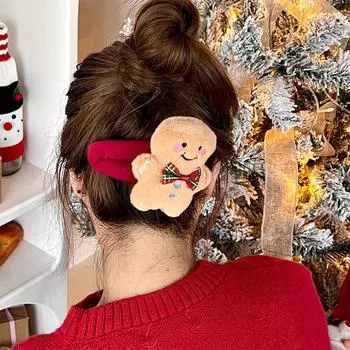 Милые рождественские плюшевые кукольные заколки для волос, милая мультяшная заколка для волос Санта-Клауса, боковые заколки, девчачьи головные уборы, подарок на рождественскую вечеринку A1