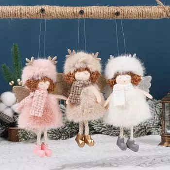 Милые рождественские подвесные украшения подвески для вечеринки домашняя ангел девушка рождественская елка принадлежности пушистый белый