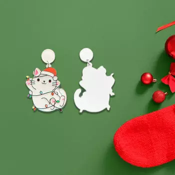 Милые рождественские серьги-кошки, подвески, новинка для женщин, подарок, подвески, валентинки, праздники, сцена