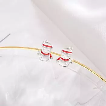 Милые рождественские серьги в виде снеговика, женские минималистичные серьги в стиле ниши, рождественские мультяшные серьги, маленькие серьги