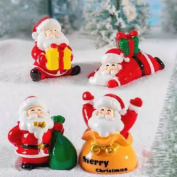 Милые рождественские украшения из смолы, рождественский микропейзаж, миниатюрный Санта-Клаус, снеговик, настольные украшения, офисное украшение для рабочего стола A9