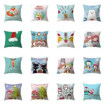Милые рождественские украшения, наволочка с принтом, домашняя гостиная, украшение для дивана, квадратная подушка, наволочка 40X40CM