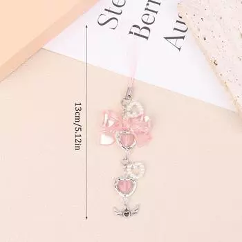 Милые розовые цепочки для телефона с бантом и сердечками для девочек, милые ремешки для телефонов со звездами и цветами, брелки для мобильных телефонов Y2k A