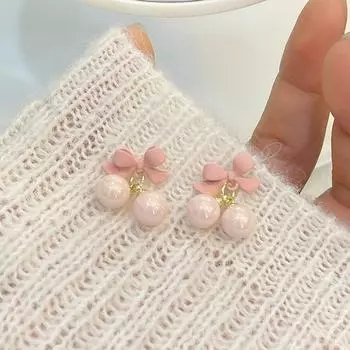 Милые розовые серьги-бантики, женские серьги-гвоздики из серебра 925 пробы, летние свежие серьги с героями мультфильмов, темперамент