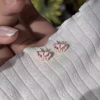 Милые розовые серьги-гвоздики в виде бабочки, капающие маслом, женские нежные и милые, изысканные, модные, индивидуальные, элегантные, универсальные серьги