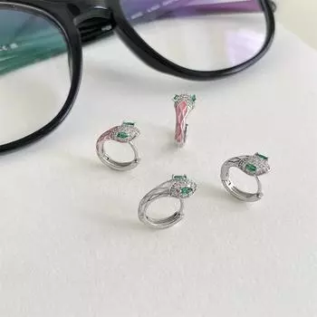 Милые розовые серьги-змеи из серебра 925 пробы, уникальные высококачественные серьги из циркония, изысканные модные милые и прохладные ветряные застежки для ушей 925 silver needles