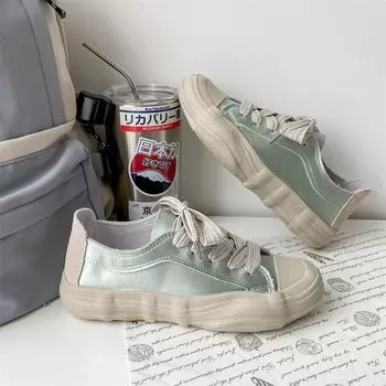 Милые розовые туфли на шнуровке для женщин, зеленые, кавайные, на плоской подошве, женская обувь из хлопка 39, высокое качество, для ходьбы, оригинальная, легкая, повседневная, распродажа 35