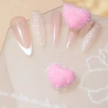 Милые съемные плюшевые украшения для дизайна ногтей Маникюрные аксессуары Украшения для дизайна ногтей Украшения для ногтей своими руками белый