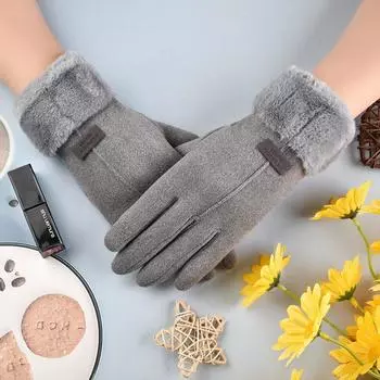 Милые самонагревающиеся флисовые перчатки с полуоткрытыми пальцами и сенсорным экраном для езды на велосипеде, теплые перчатки плюс замша для велоспорта One Size серый