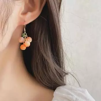Милые серьги-апельсины в лесном стиле
