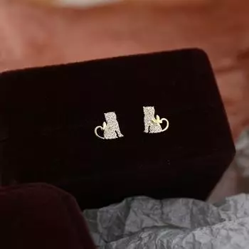 Милые серьги-бабочки с бриллиантами в виде кошки для женщин, новые модные милые и нишевые дизайнерские серьги