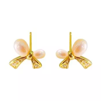 Милые серьги-бантики из жемчуга для женщин с легкими роскошными феерическими универсальными чистыми серьгами