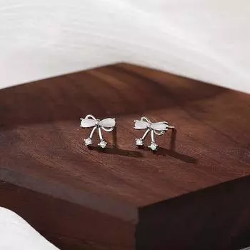 Милые серьги-бантики с камнями кошачий глаз для девочек со свежими и красивыми серьгами