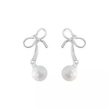 Милые серьги-бантики с жемчугом, серьги в стиле «сердце» для девочек, милые серьги в стиле принцессы