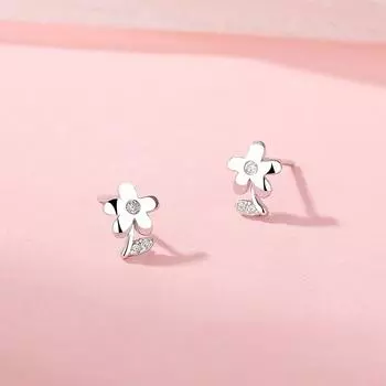 Милые серьги-цветы с бриллиантами для женщин, милые женские универсальные повседневные серьги в форме сердца