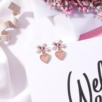 Милые серьги-гвоздики Brincos Pink Love Heart, модные аксессуары, серьги-подвески, ювелирные изделия розовый