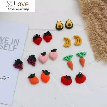 Милые серьги-гвоздики из фруктовой растительной смолы для женщин, милые летние серьги в форме вишни, авокадо, лимона, украшения для ушей для девочек, подарки