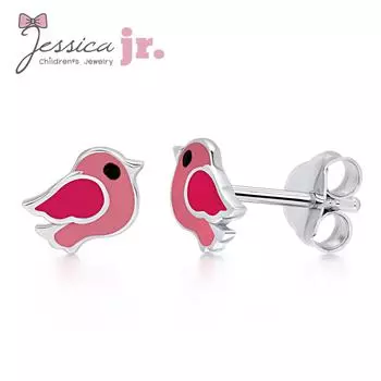 Милые серьги-гвоздики из стерлингового серебра 925 пробы с розовой птицей, антиаллергенные ювелирные изделия для детей, девочек и женщин