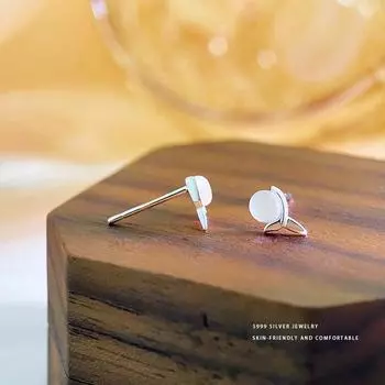 Милые серьги-гвоздики «рыбий хвост» с кошачьим глазом для женщин с нишевым дизайном, маленькие и свежие, летний стиль