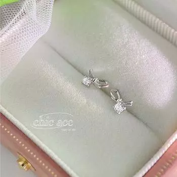 Милые серьги-гвоздики с бантиками из циркония для женщин, маленькие, изысканные и роскошные