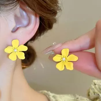 Милые серьги-гвоздики с цветочным жемчугом, милые серьги-гвоздики с нежным маленьким цветком, лето розовый