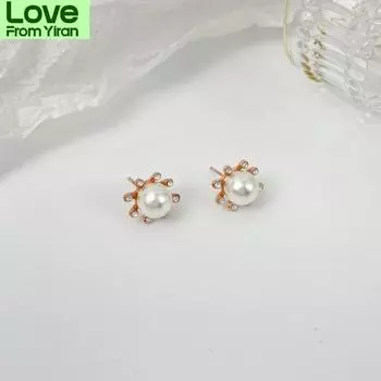 Милые серьги-гвоздики со стразами и жемчугом для женщин, ювелирные изделия для пирсинга, серьги-кольца из кристаллов и циркония, корейская мода, аксессуары для свадебной вечеринки