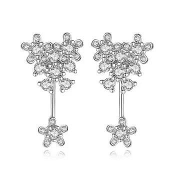 Милые серьги-гвоздики в виде хризантемы, для девочек, серьги-лепестки сзади, модные и простые серьги