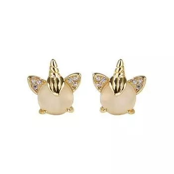 Милые серьги-гвоздики в виде кошачьего глаза в виде единорога для питомца, серьги в виде эльфа для студенток