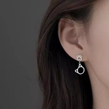 Милые серьги-гвоздики в виде кошачьей лапы для женщин, серебряные серьги для девочек-подростков, модные украшения, осенние новые поступления 2022 года